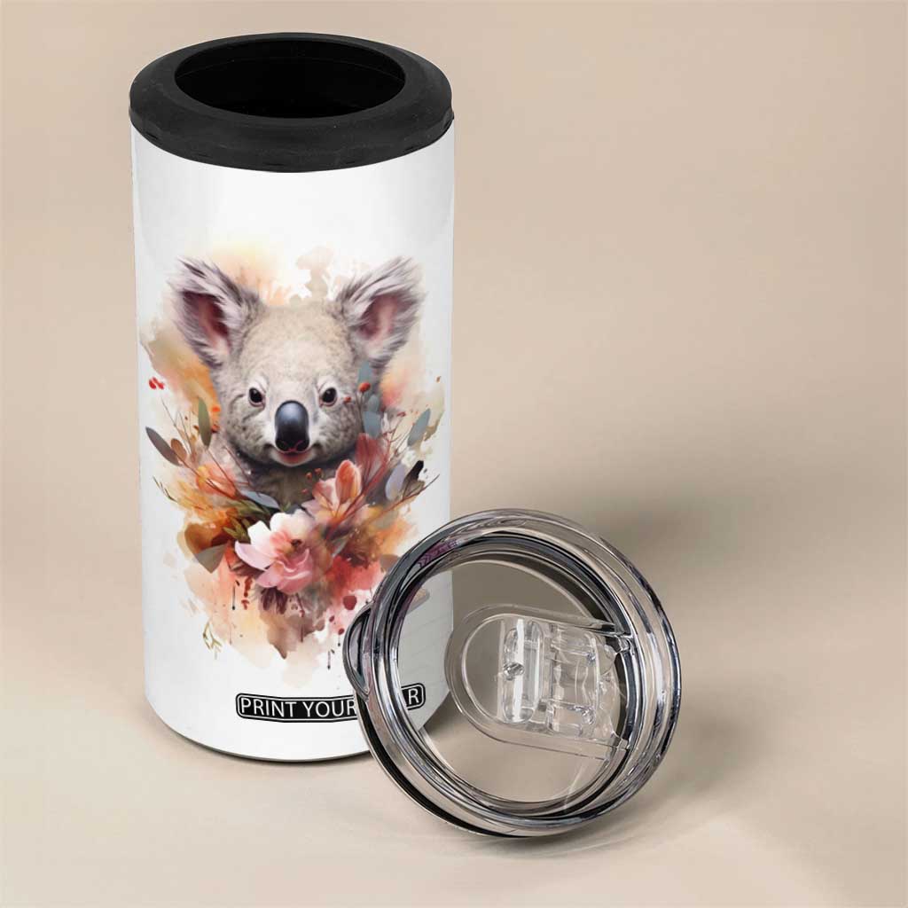 Personalized Koala 4 in 1 Can Cooler Tumbler with Vintage Floral Style Illustration TS04 Print Your Wear