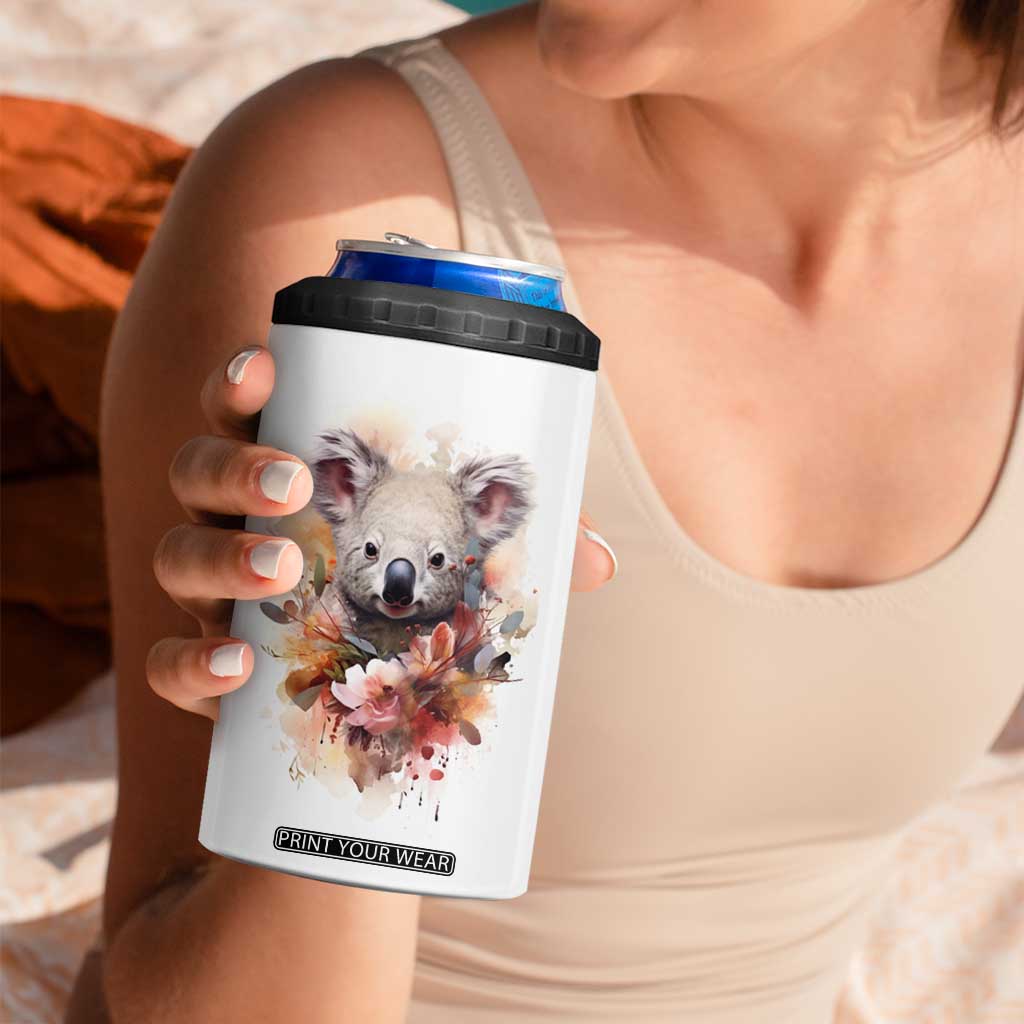Personalized Koala 4 in 1 Can Cooler Tumbler with Vintage Floral Style Illustration TS04 Print Your Wear