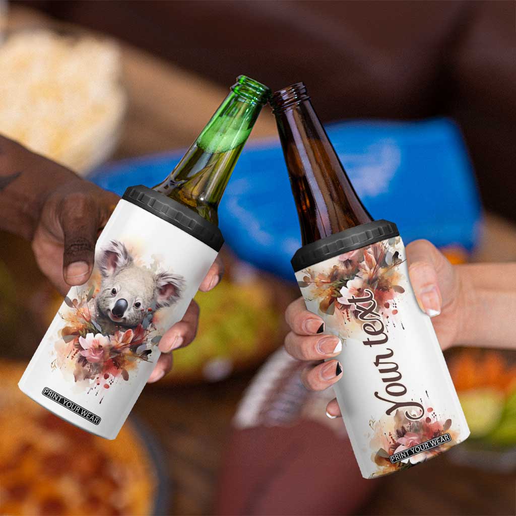 Personalized Koala 4 in 1 Can Cooler Tumbler with Vintage Floral Style Illustration TS04 Print Your Wear