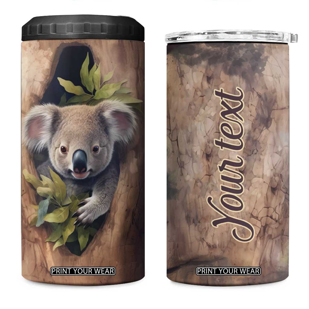 Personalized Koala Sitting in Tree 4 in 1 Can Cooler Tumbler with Nature Scene TS04 One Size: 16 oz Multicolor Print Your Wear