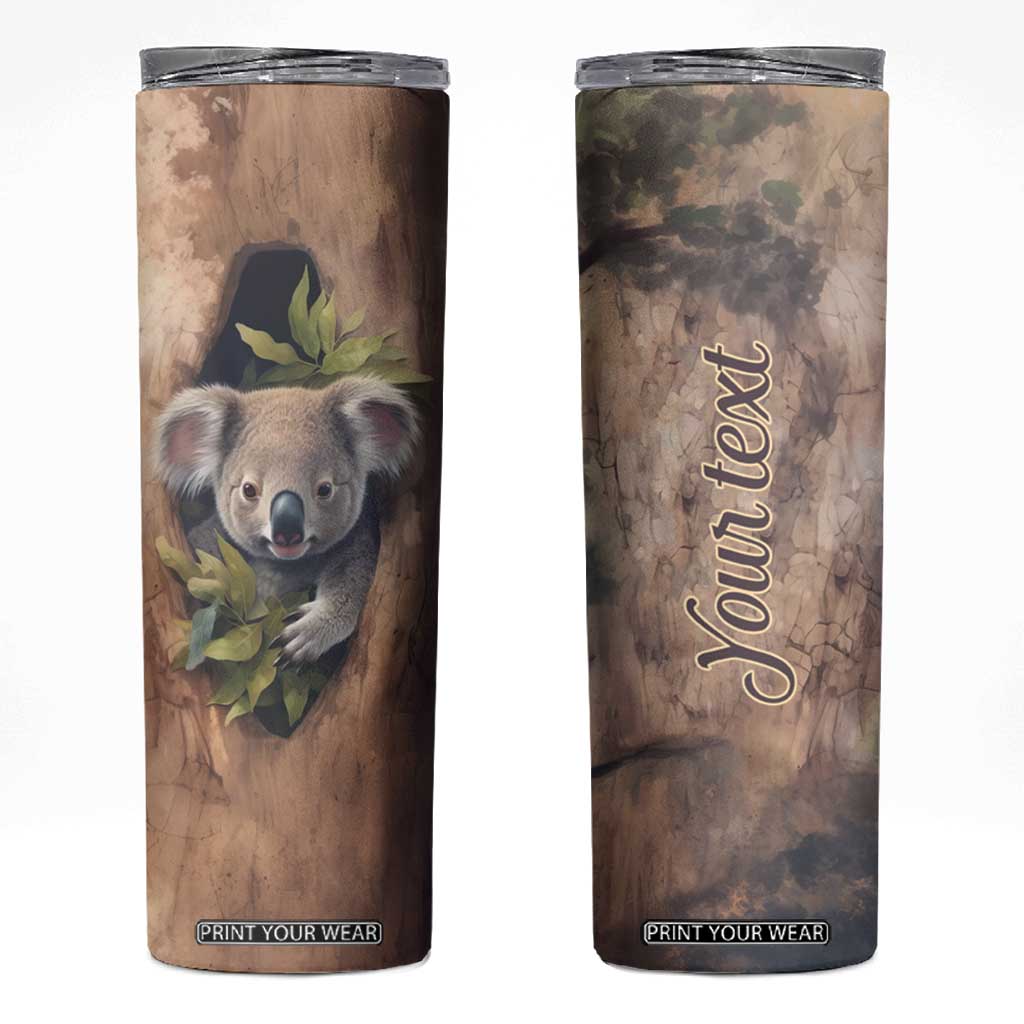 Personalized Koala Sitting in Tree Skinny Tumbler with Nature Scene TS04 Multicolor Print Your Wear