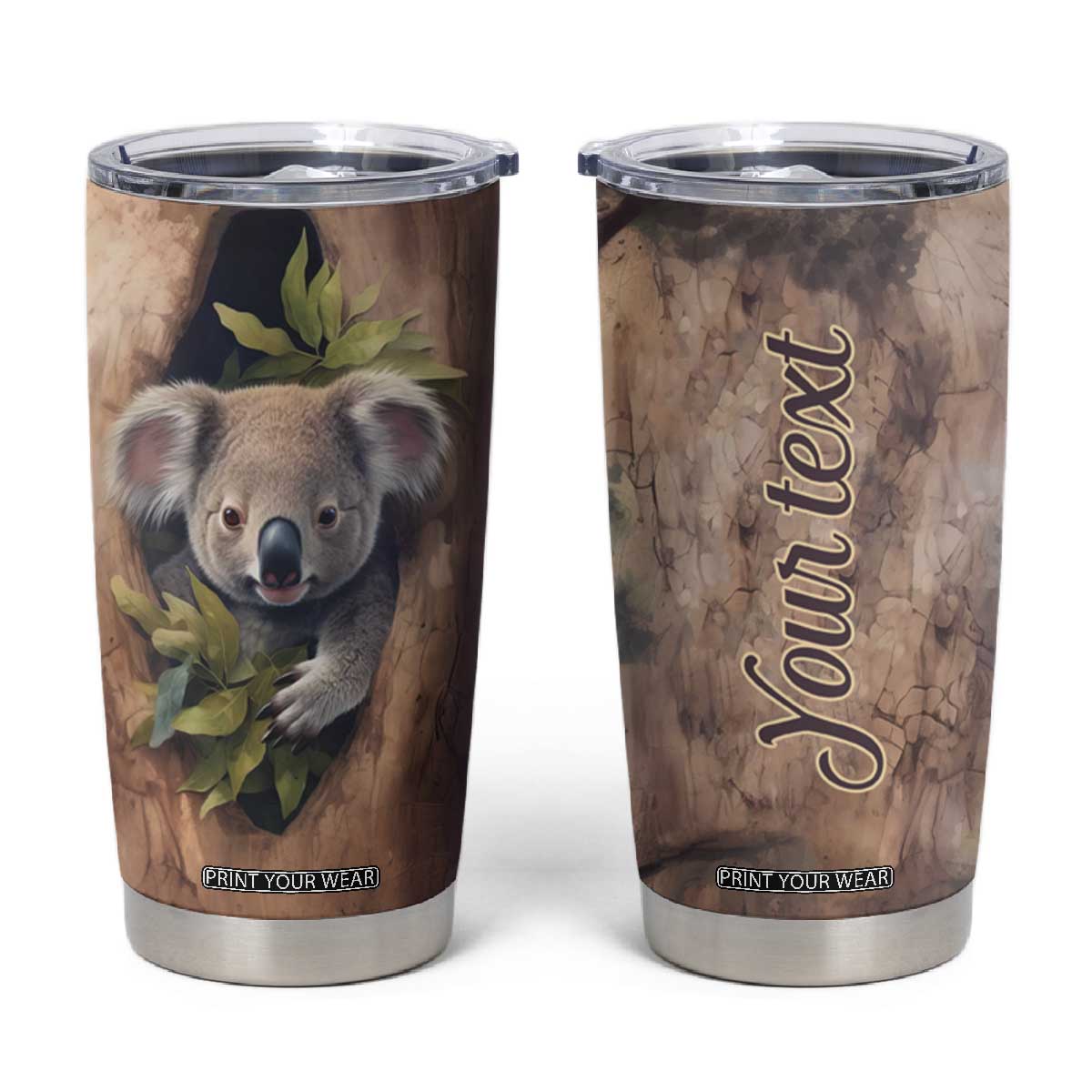 Personalized Koala Sitting in Tree Tumbler Cup with Nature Scene TS04 Multicolor Print Your Wear