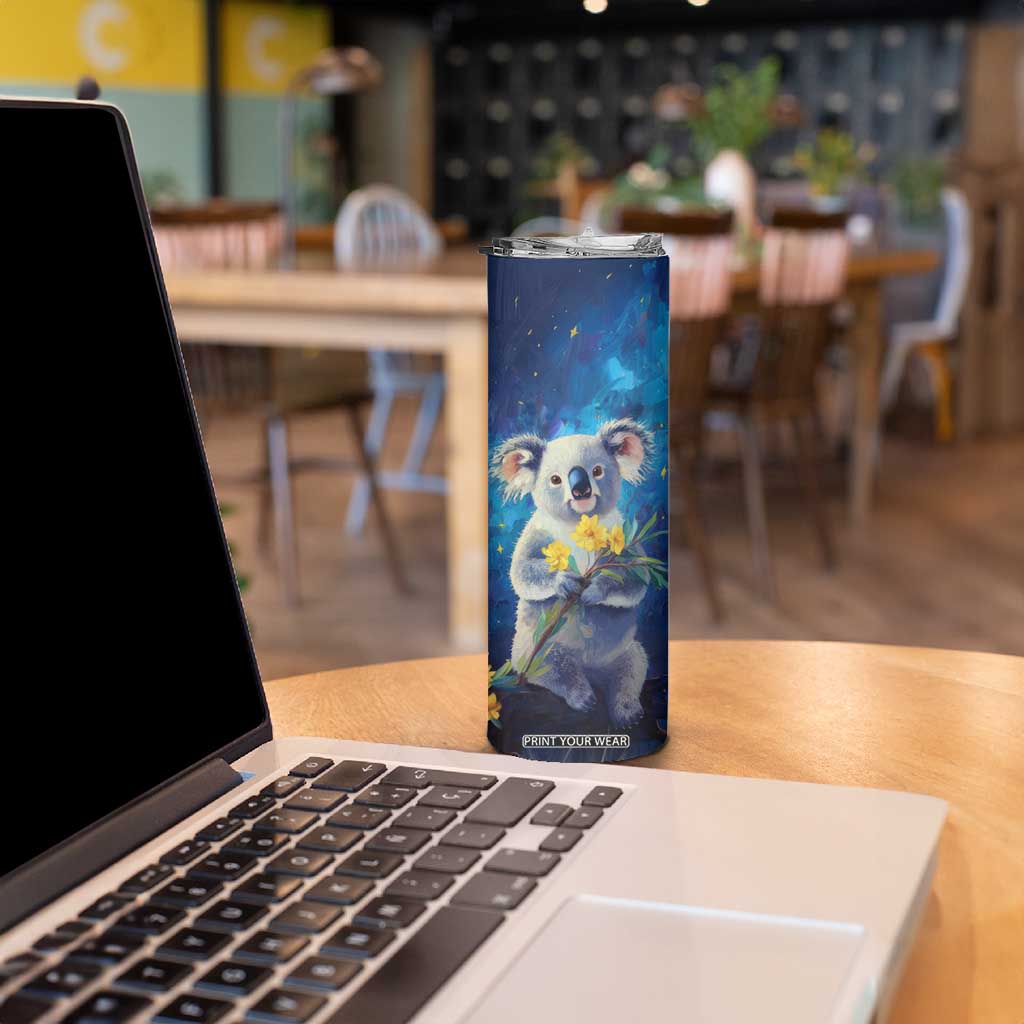 Personalized Koala Skinny Tumbler with Flower and Starry Night Background TS04 Print Your Wear