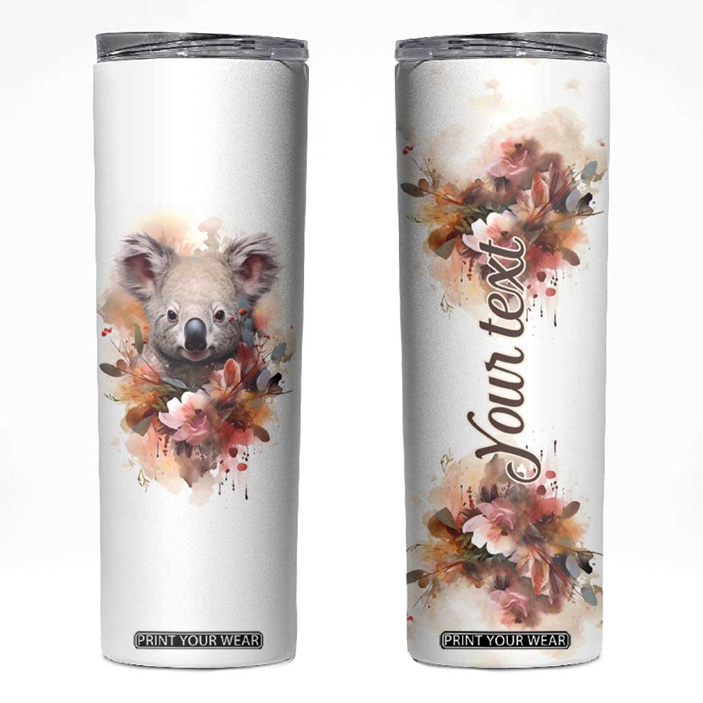 Personalized Koala Skinny Tumbler with Vintage Floral Style Illustration TS04 Multicolor Print Your Wear