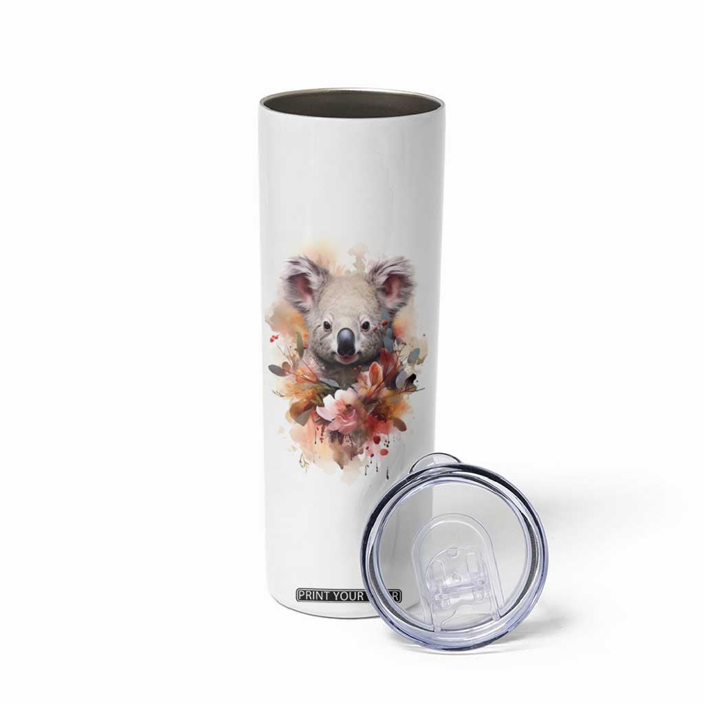 Personalized Koala Skinny Tumbler with Vintage Floral Style Illustration TS04 Print Your Wear