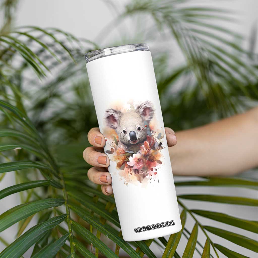 Personalized Koala Skinny Tumbler with Vintage Floral Style Illustration TS04 Print Your Wear