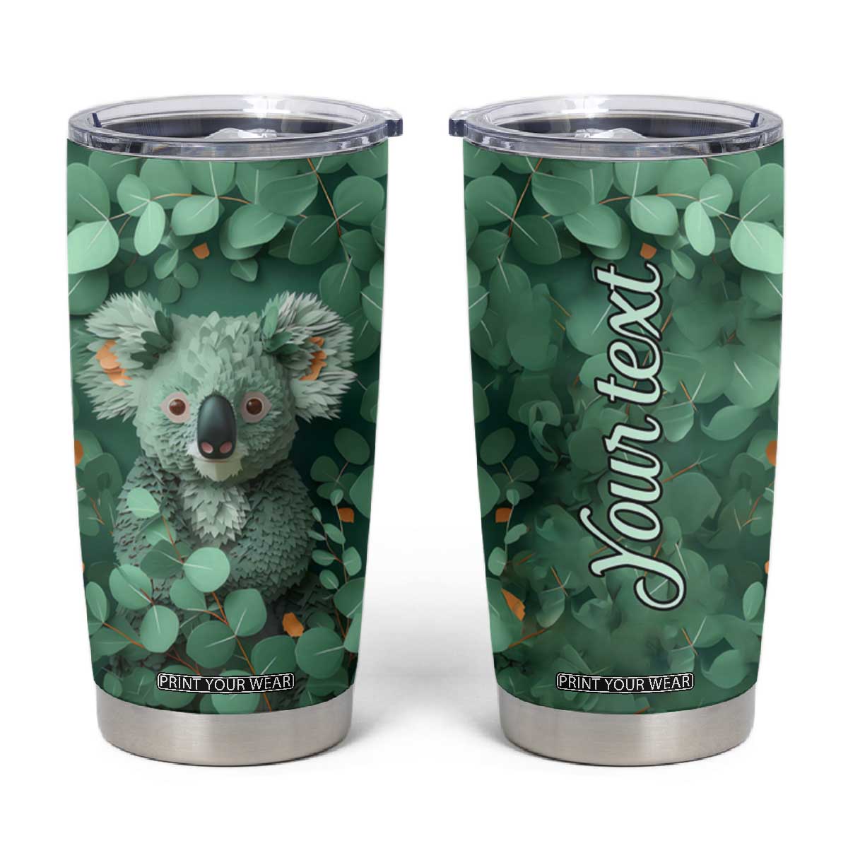 Personalized Koala Tumbler Cup with Quilling Art Style Design TS04 Multicolor Print Your Wear