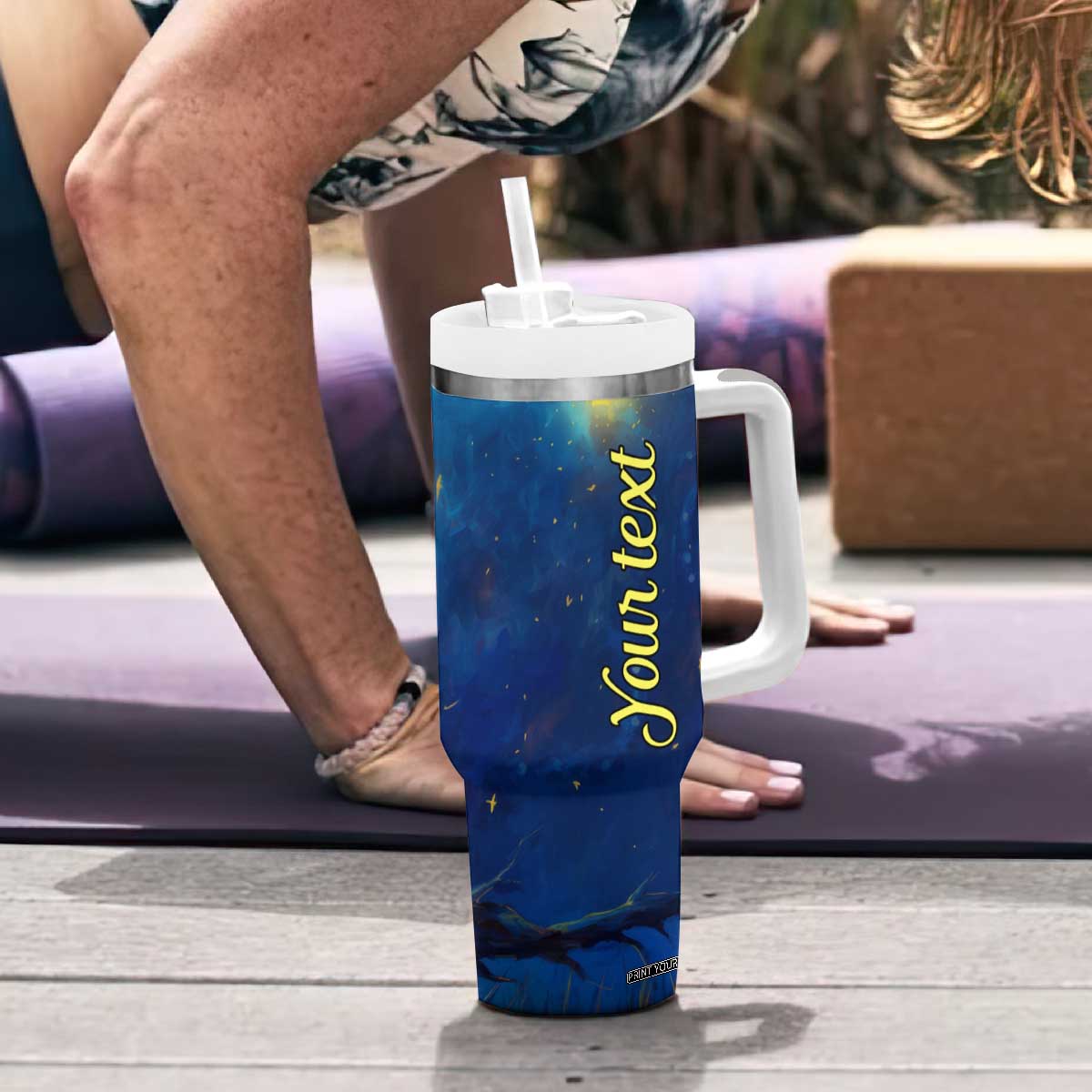Personalized Koala Tumbler With Handle with Flower and Starry Night Background TS04 Print Your Wear