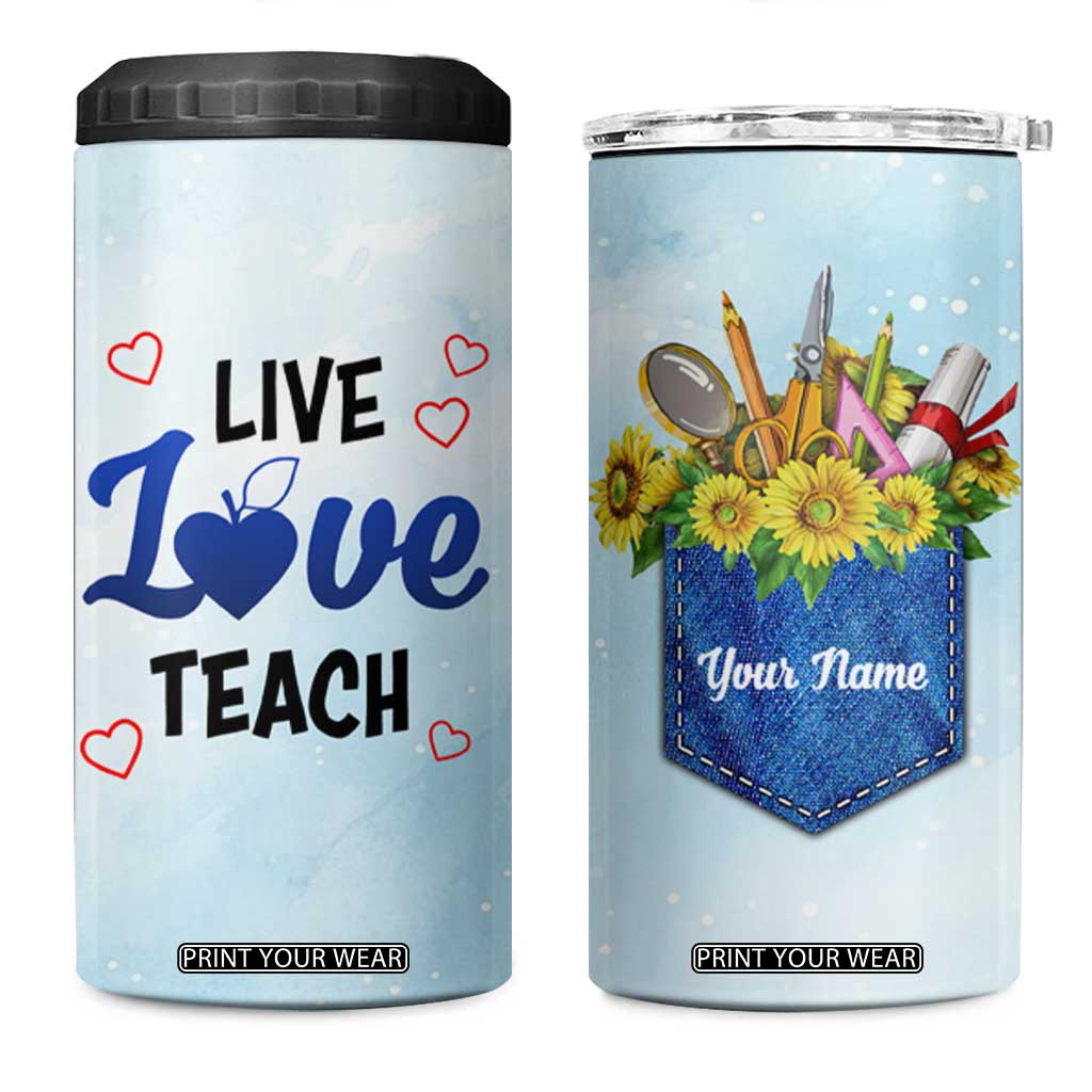 Personalized Live Love Teach 4 in 1 Can Cooler Tumbler Inspirational Teacher Design TS04 One Size: 16 oz Multicolor Print Your Wear