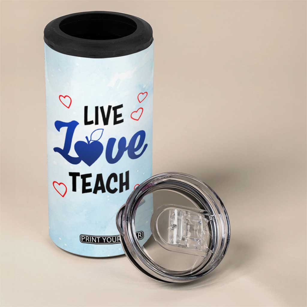 Personalized Live Love Teach 4 in 1 Can Cooler Tumbler Inspirational Teacher Design TS04 Print Your Wear
