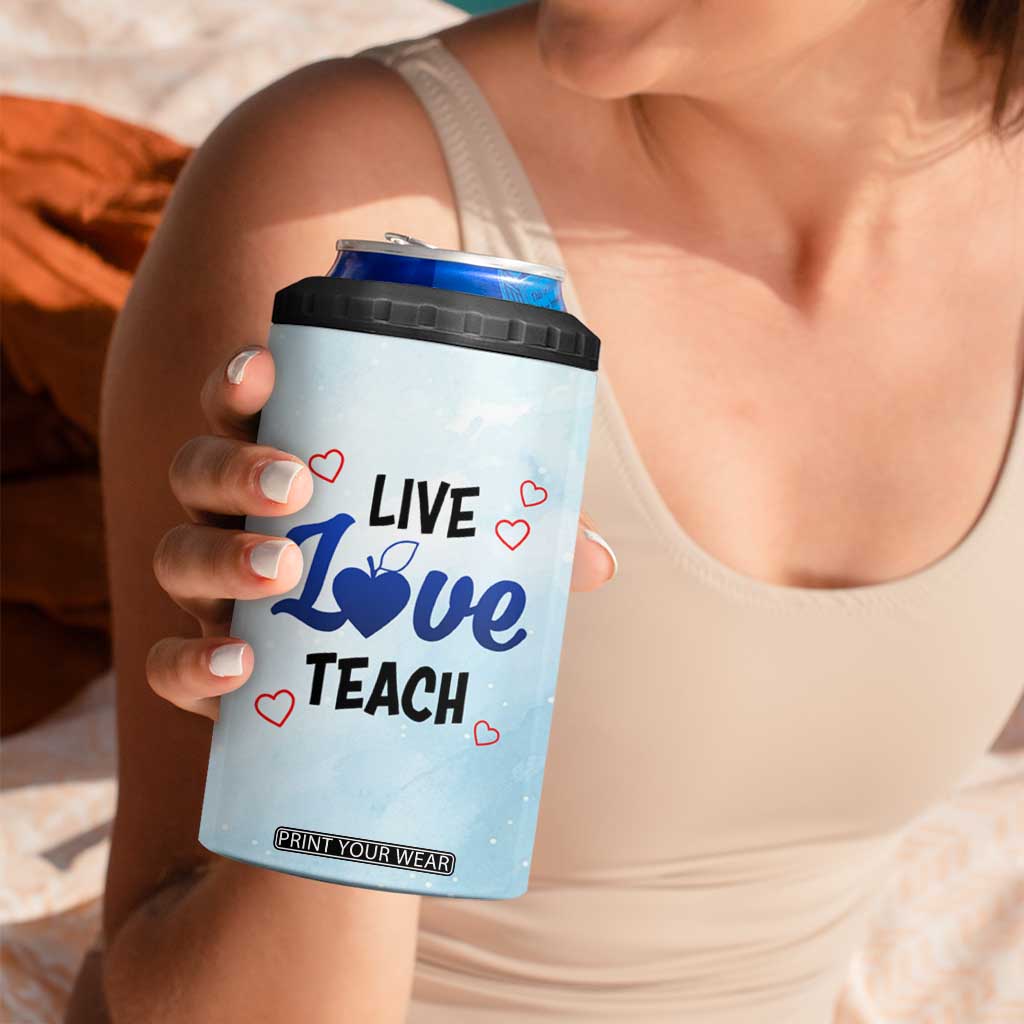 Personalized Live Love Teach 4 in 1 Can Cooler Tumbler Inspirational Teacher Design TS04 Print Your Wear