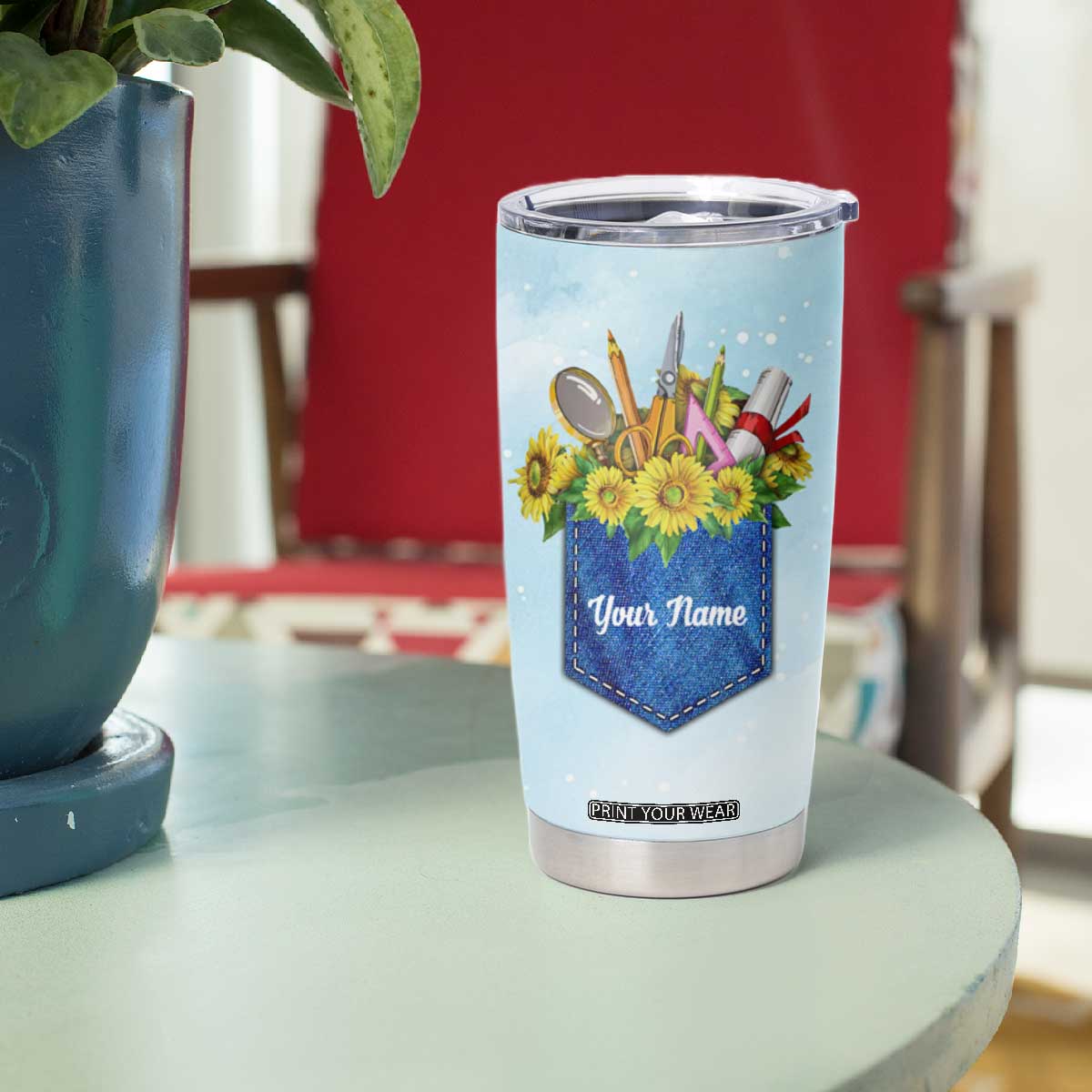 Personalized Live Love Teach Tumbler Cup Inspirational Teacher Design TS04 Print Your Wear
