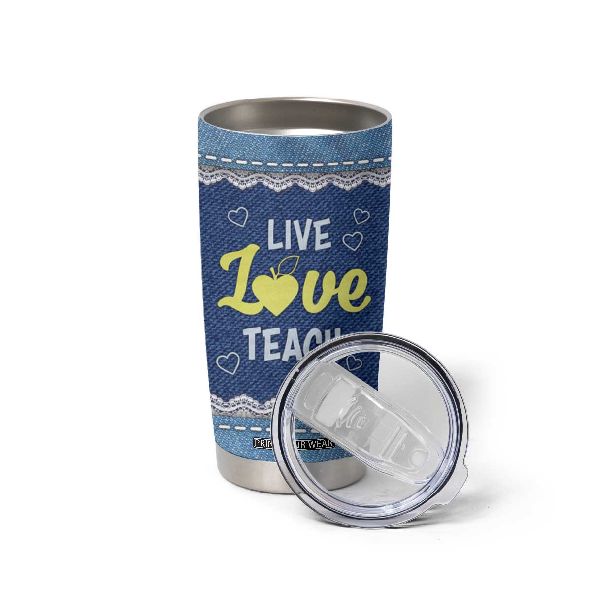 Personalized Live Love Teach Tumbler Cup Motivational Typography Style TS04 Print Your Wear