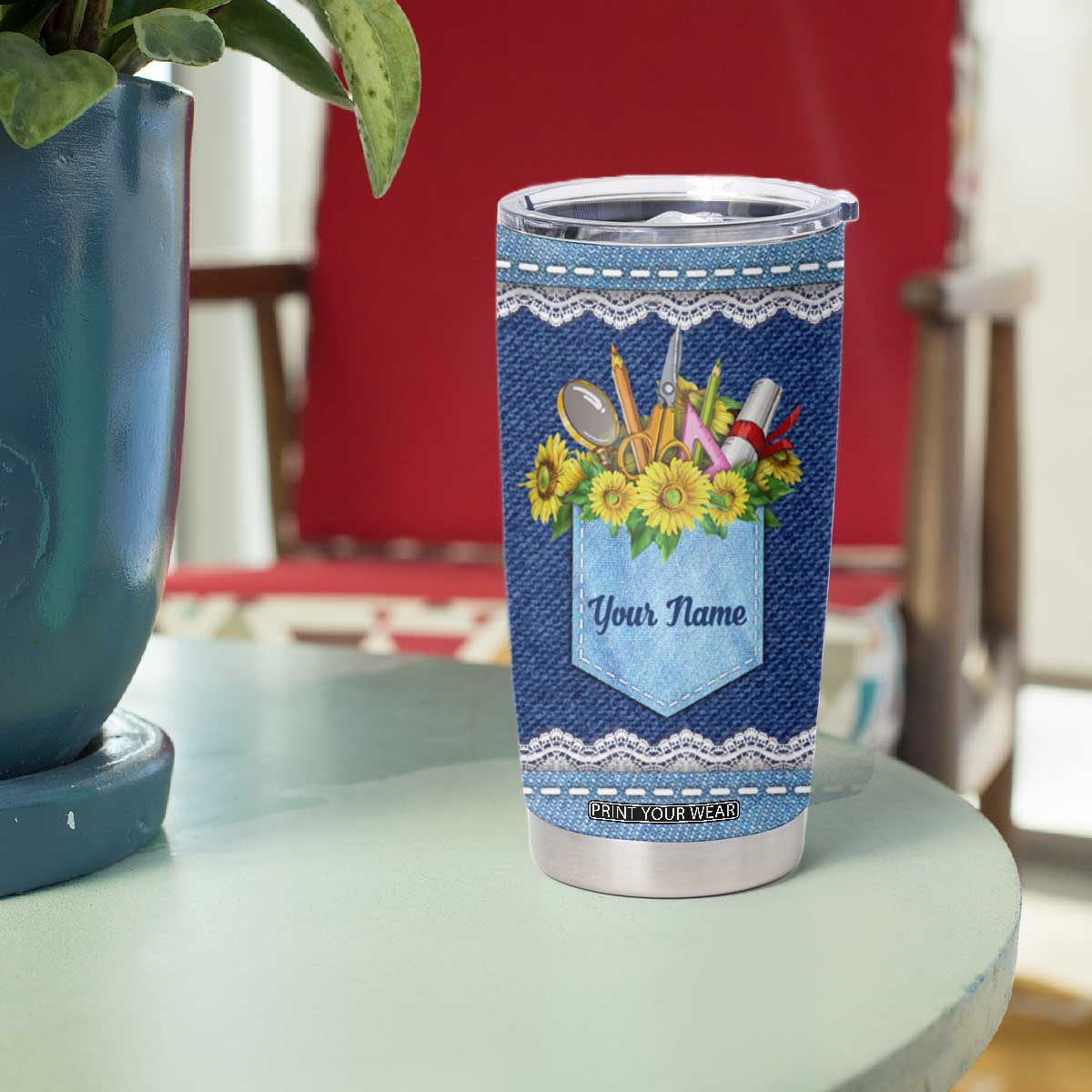 Personalized Live Love Teach Tumbler Cup Motivational Typography Style TS04 Print Your Wear
