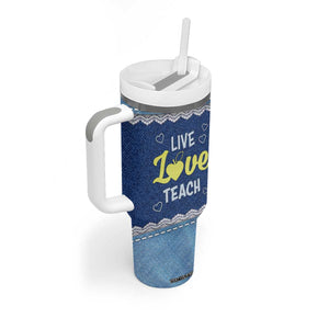Personalized Live Love Teach Tumbler With Handle Motivational Typography Style TS04 Print Your Wear