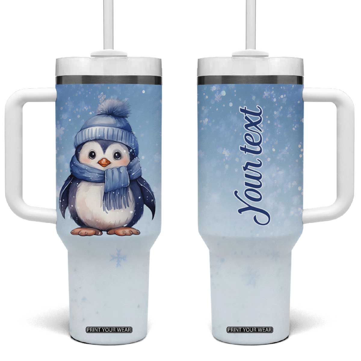 Personalized Lovely Penguin Tumbler With Handle with Adorable Design TS04 One Size: 40 oz Multicolor Print Your Wear