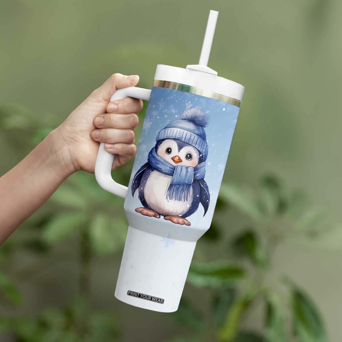 Personalized Lovely Penguin Tumbler With Handle with Adorable Design TS04 Print Your Wear