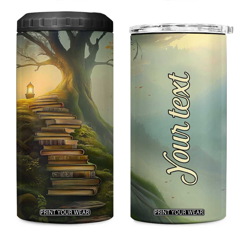 Personalized Magical Tree 4 in 1 Can Cooler Tumbler with Book Staircase and Lantern Fantasy Art TS04 One Size: 16 oz Multicolor Print Your Wear