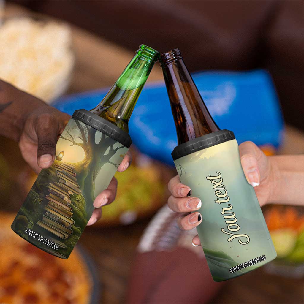 Personalized Magical Tree 4 in 1 Can Cooler Tumbler with Book Staircase and Lantern Fantasy Art TS04 Print Your Wear