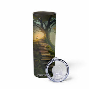 Personalized Magical Tree Skinny Tumbler with Book Staircase and Lantern Fantasy Art TS04 Print Your Wear