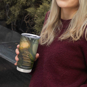 Personalized Magical Tree Tumbler Cup with Book Staircase and Lantern Fantasy Art TS04 Print Your Wear