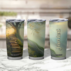 Personalized Magical Tree Tumbler Cup with Book Staircase and Lantern Fantasy Art TS04 Print Your Wear