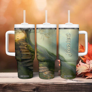 Personalized Magical Tree Tumbler With Handle with Book Staircase and Lantern Fantasy Art TS04 Print Your Wear
