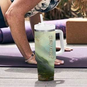 Personalized Magical Tree Tumbler With Handle with Book Staircase and Lantern Fantasy Art TS04 Print Your Wear