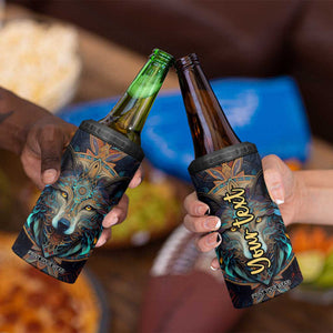 Personalized Mandala Wolf 4 in 1 Can Cooler Tumbler with Intricate Pattern Illustration TS04 Print Your Wear