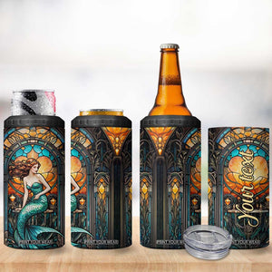 Personalized Mermaid 4 in 1 Can Cooler Tumbler with Stained Glass Style Illustration TS04 Print Your Wear