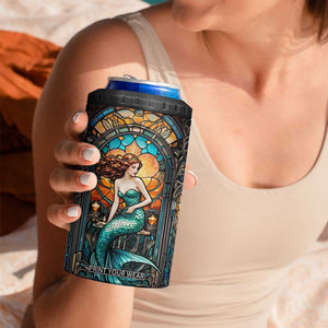 Personalized Mermaid 4 in 1 Can Cooler Tumbler with Stained Glass Style Illustration TS04 Print Your Wear