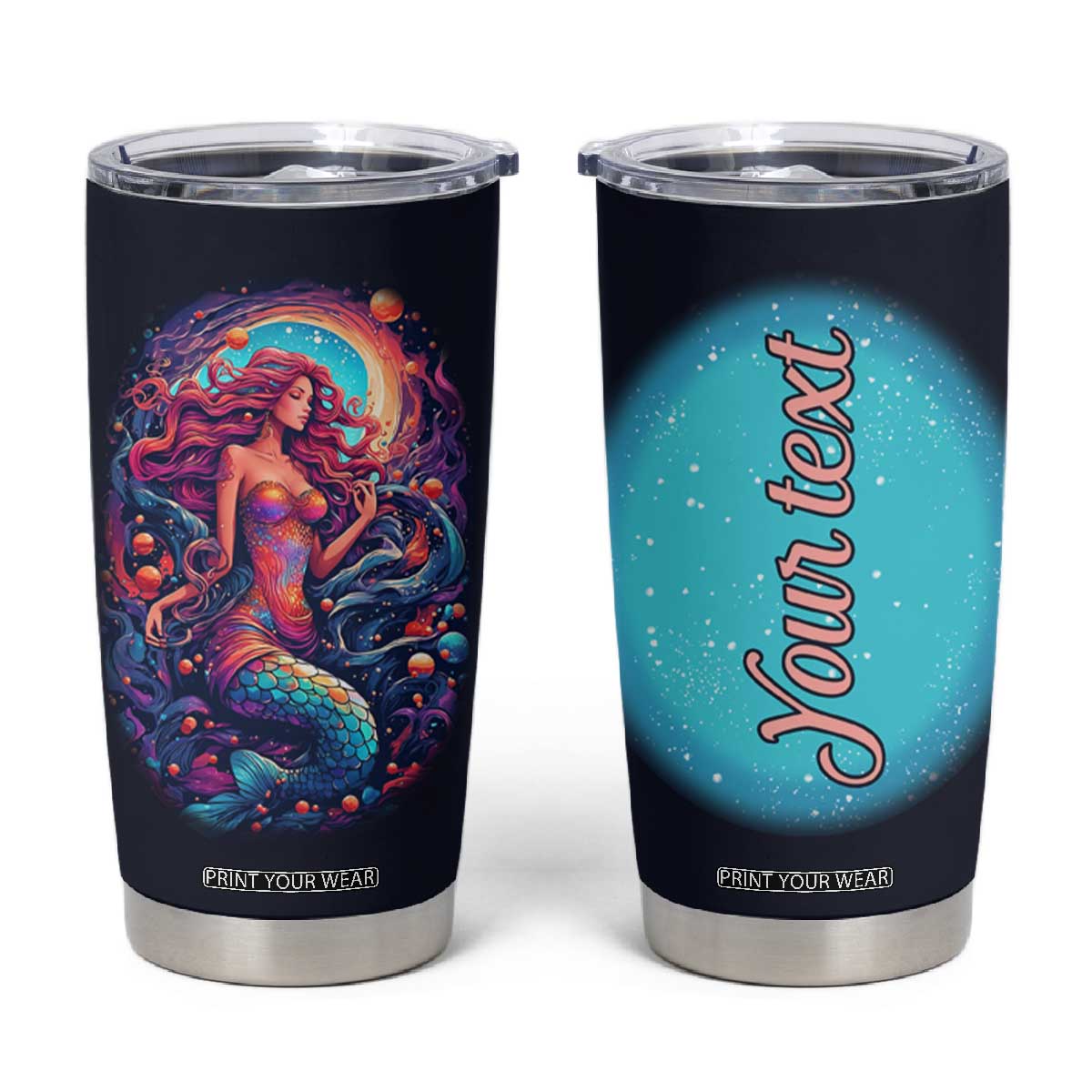 Personalized Mermaid Lover Tumbler Cup with Underwater Theme Illustration TS04 Multicolor Print Your Wear