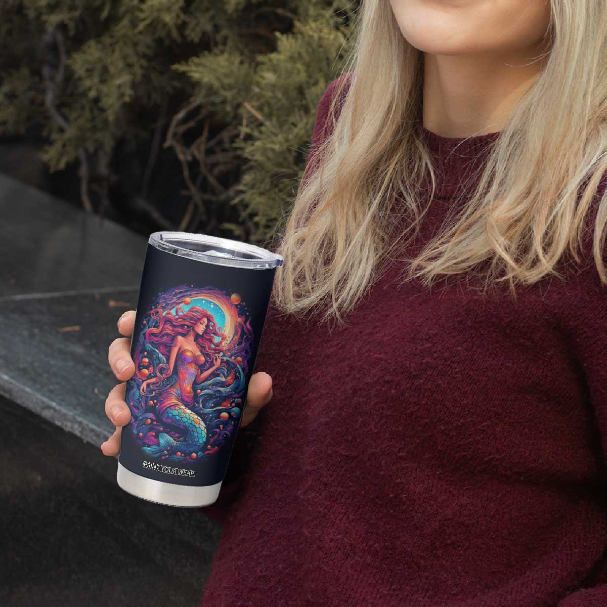 Personalized Mermaid Lover Tumbler Cup with Underwater Theme Illustration TS04 Print Your Wear