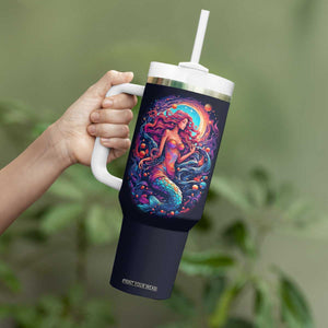 Personalized Mermaid Lover Tumbler With Handle with Underwater Theme Illustration TS04 Print Your Wear