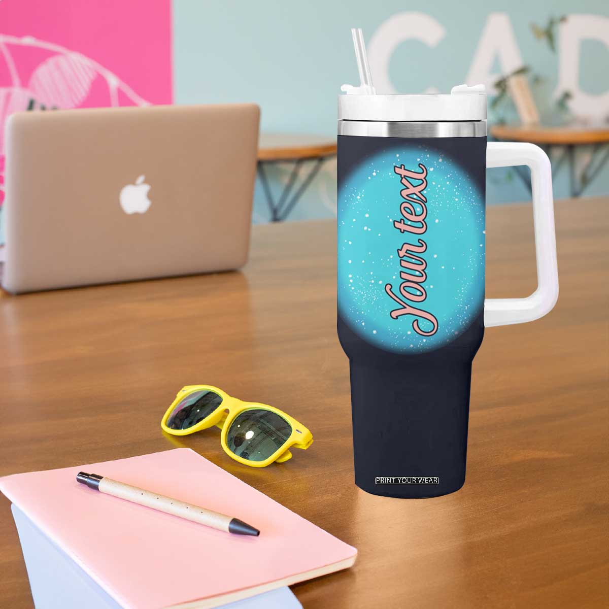 Personalized Mermaid Lover Tumbler With Handle with Underwater Theme Illustration TS04 Print Your Wear