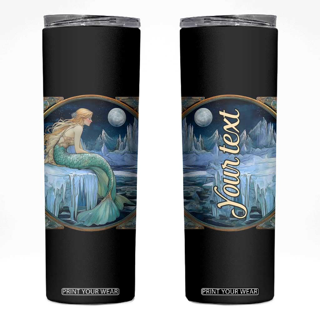 Personalized Mermaid Skinny Tumbler with Retro Vintage Illustration Style TS04 Multicolor Print Your Wear