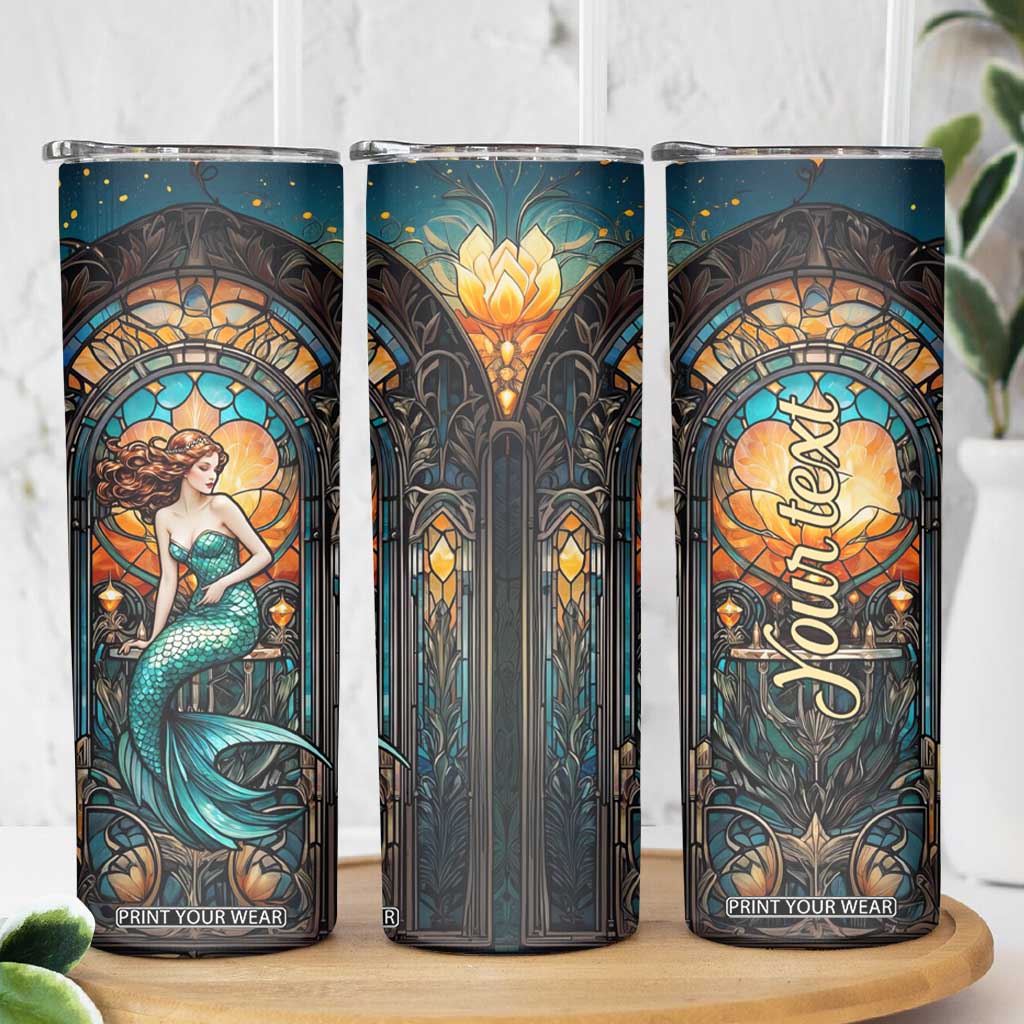 Personalized Mermaid Skinny Tumbler with Stained Glass Style Illustration TS04 Print Your Wear