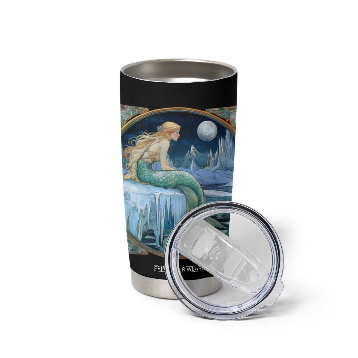 Personalized Mermaid Tumbler Cup with Retro Vintage Illustration Style TS04 Print Your Wear