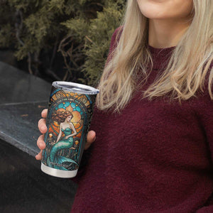 Personalized Mermaid Tumbler Cup with Stained Glass Style Illustration TS04 Print Your Wear