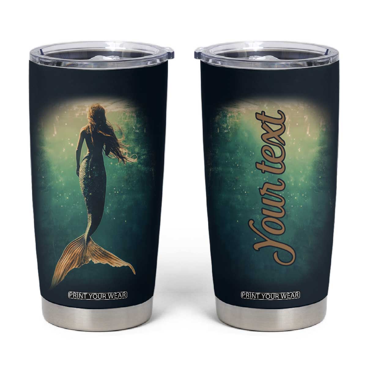 Personalized Mermaid Tumbler Cup with Vintage Artistic Theme TS04 Multicolor Print Your Wear