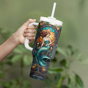 Personalized Mermaid Tumbler With Handle with Stained Glass Style Illustration TS04 Print Your Wear