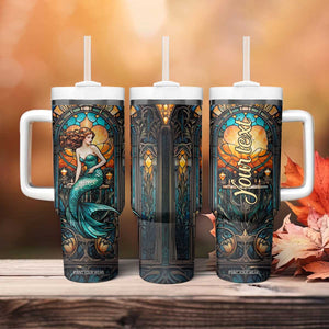 Personalized Mermaid Tumbler With Handle with Stained Glass Style Illustration TS04 Print Your Wear