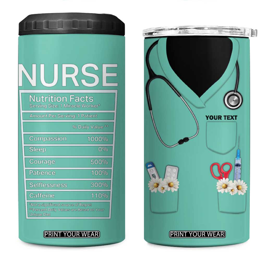 Personalized Nurse 4 in 1 Can Cooler Tumbler Nutrition Facts Uniform Design TS04 One Size: 16 oz Multicolor Print Your Wear