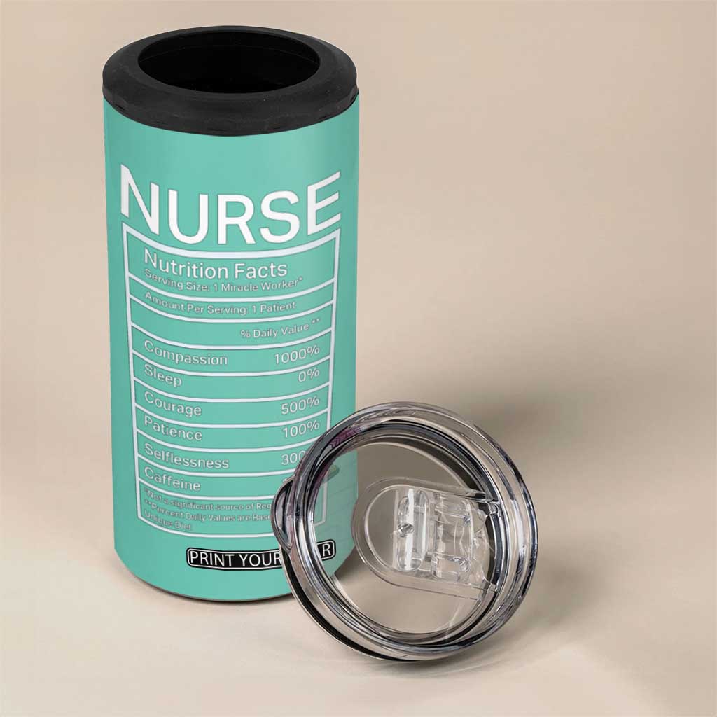 Personalized Nurse 4 in 1 Can Cooler Tumbler Nutrition Facts Uniform Design TS04 Print Your Wear