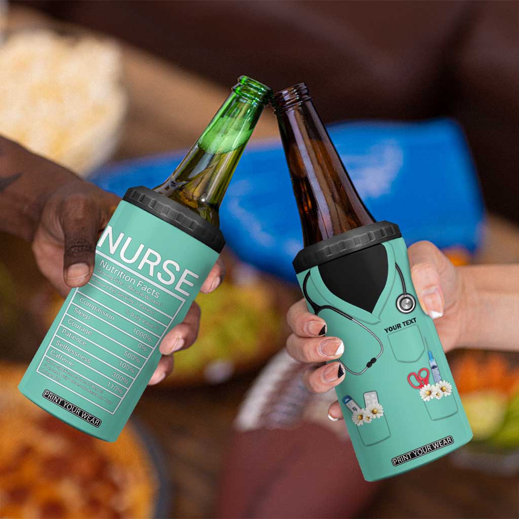Personalized Nurse 4 in 1 Can Cooler Tumbler Nutrition Facts Uniform Design TS04 Print Your Wear