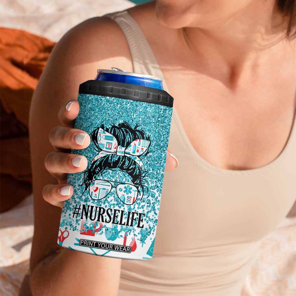 Personalized Nurse Life 4 in 1 Can Cooler Tumbler with Bold Quote Illustration TS04 Print Your Wear