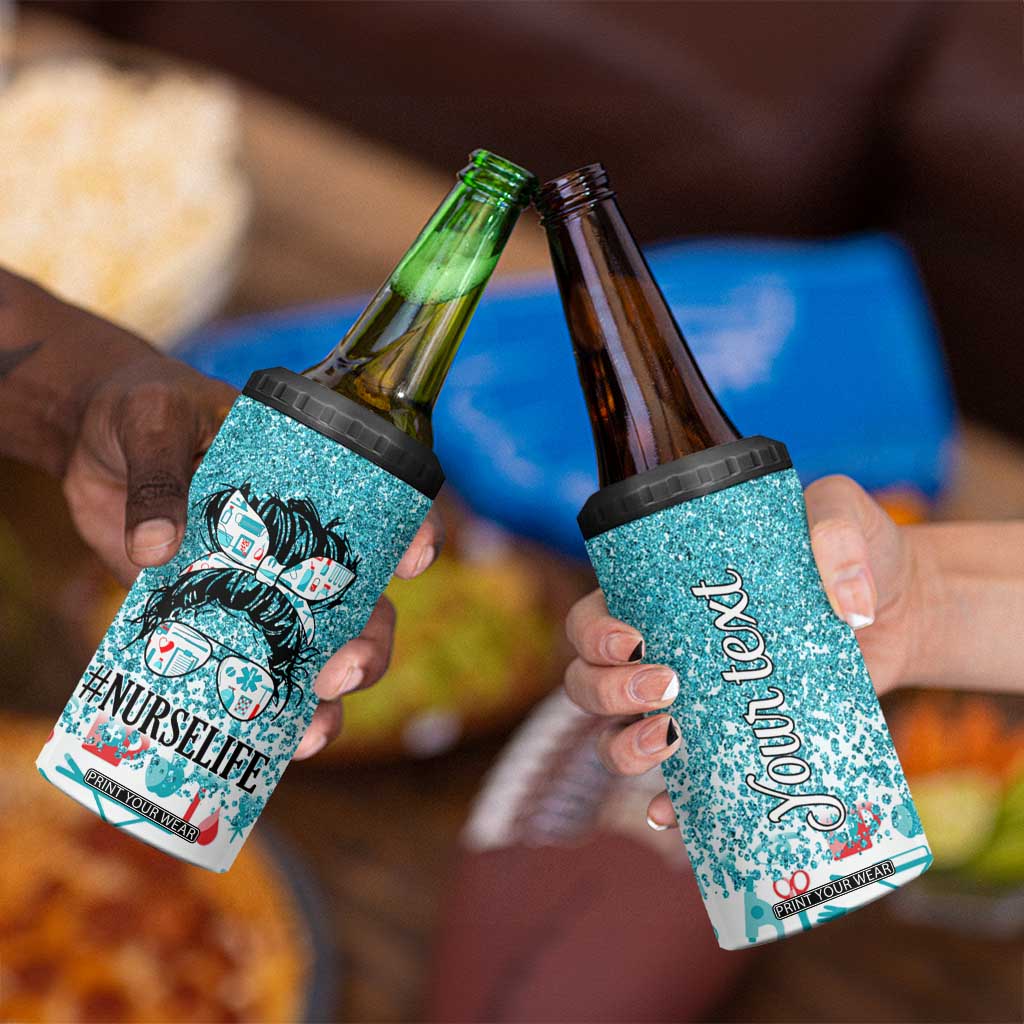 Personalized Nurse Life 4 in 1 Can Cooler Tumbler with Bold Quote Illustration TS04 Print Your Wear