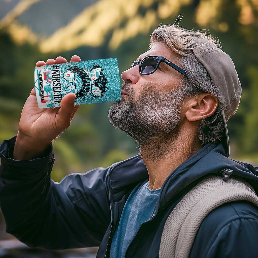 Personalized Nurse Life 4 in 1 Can Cooler Tumbler with Bold Quote Illustration TS04 Print Your Wear