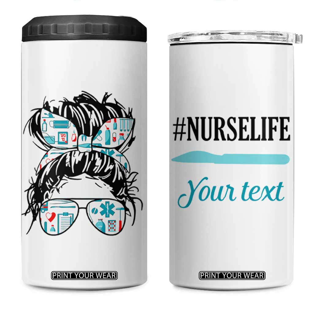 Personalized Nurse Life 4 in 1 Can Cooler Tumbler with Medical Theme Typography TS04 One Size: 16 oz Multicolor Print Your Wear