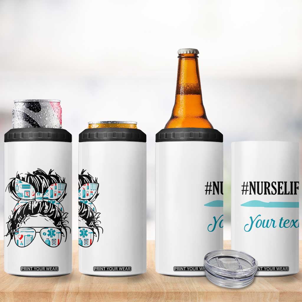 Personalized Nurse Life 4 in 1 Can Cooler Tumbler with Medical Theme Typography TS04 Print Your Wear